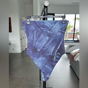 Women bodysuit with denim print